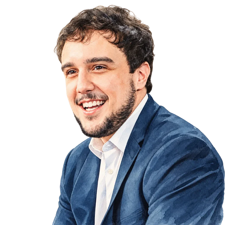 Illustrated portrait of Rodrigo Soviero, founder of eesier